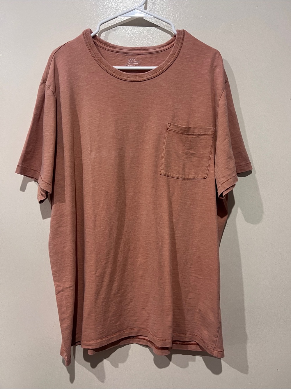 J.Crew Garment Dyed Slub Cotton Pocket Tee XXL Dusty Rose Pink